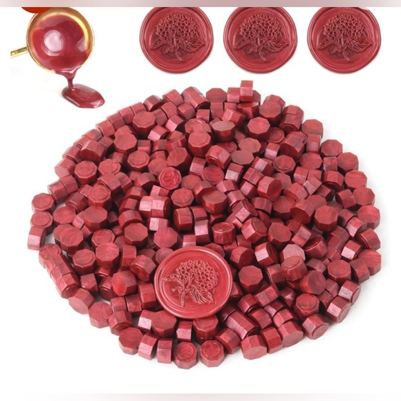 Wax Seal Beads, 200 Pcs Wax Sealing Beads for Letter Sealing metallic red color - Picture 2 of 4